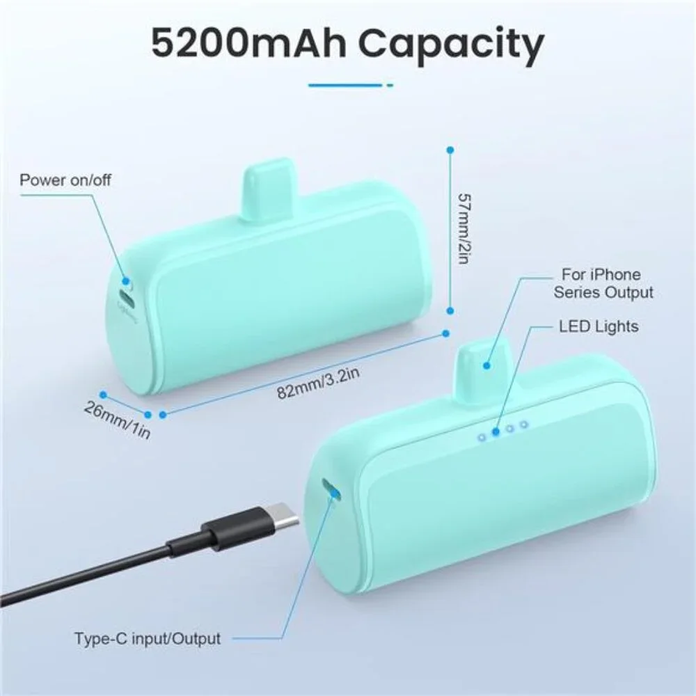 Mini Portable Charger Power Bank for iPhone,5200mAh Portable Phone Charger